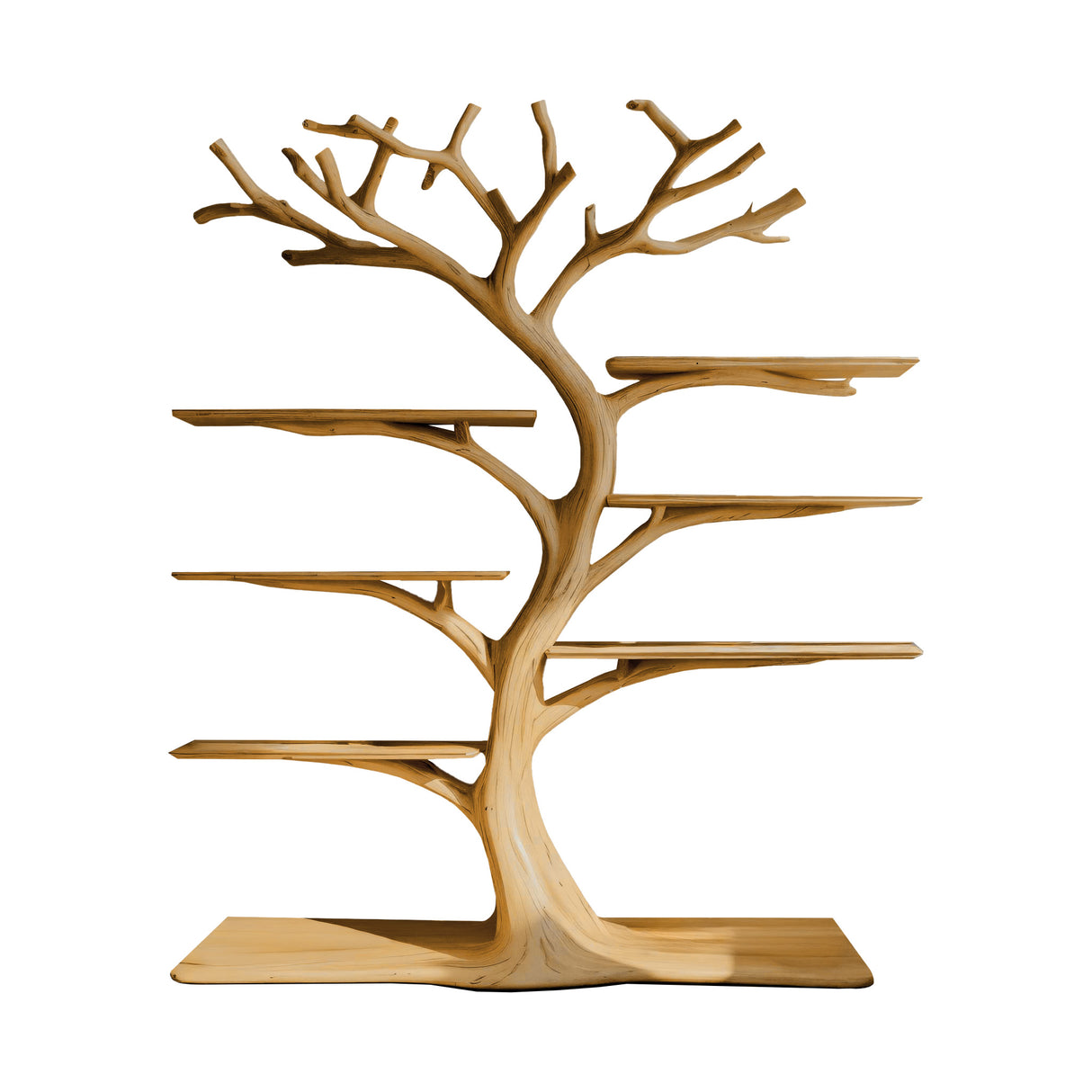 Soltree Sculpted Solid Wood Tree Bookshelf Natural Oak - Timberustic Tree Bookshelf
