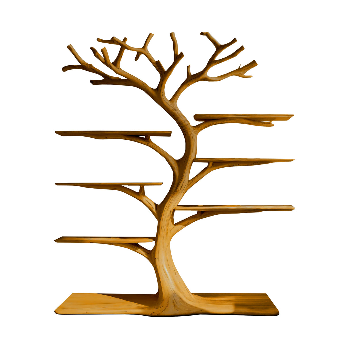 Soltree Sculpted Solid Wood Tree Bookshelf Teak - Timberustic Tree Bookshelf
