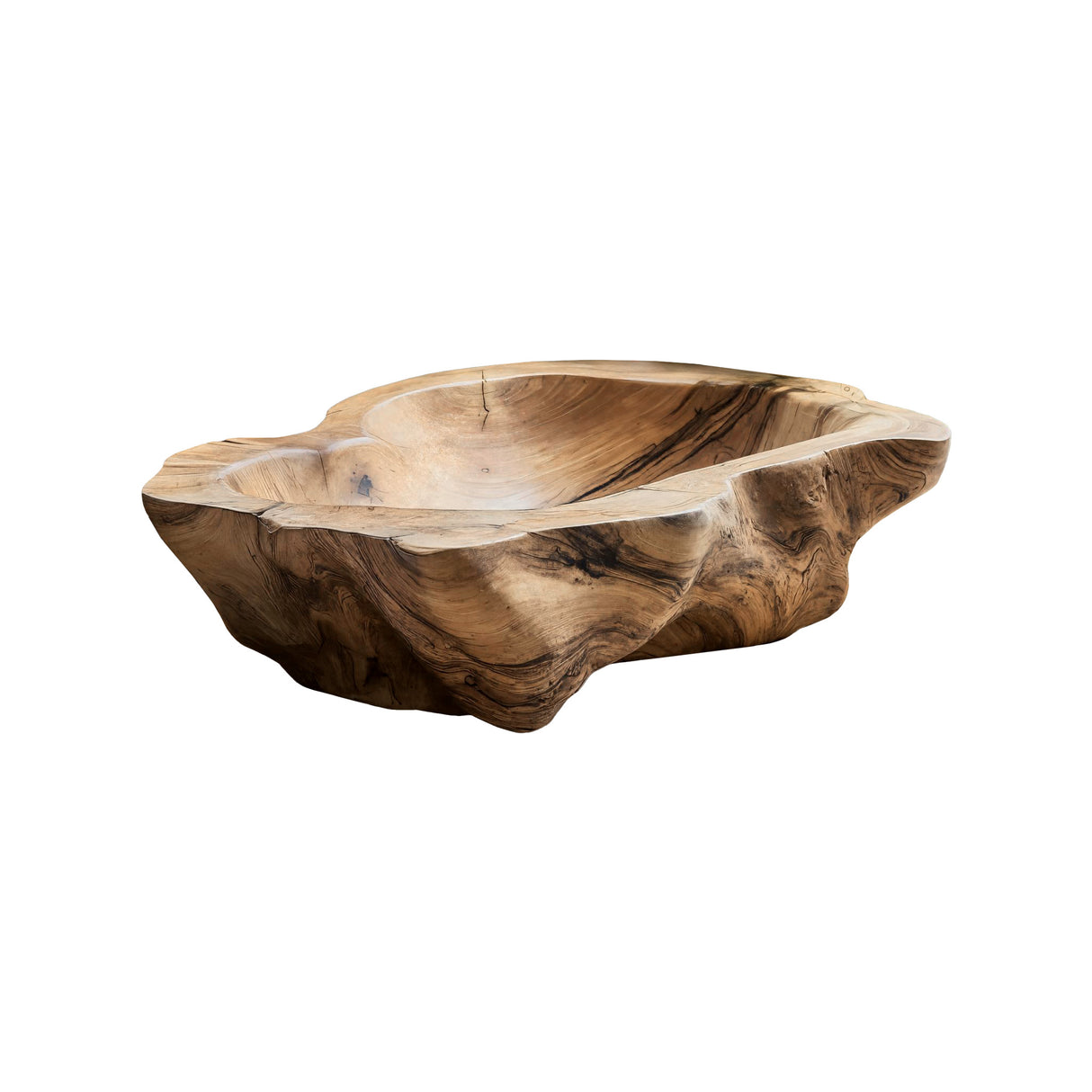 Solune Crest Hand-Carved Wooden Vessel Sink Natural Oak - Timberustic Vessel Sinks