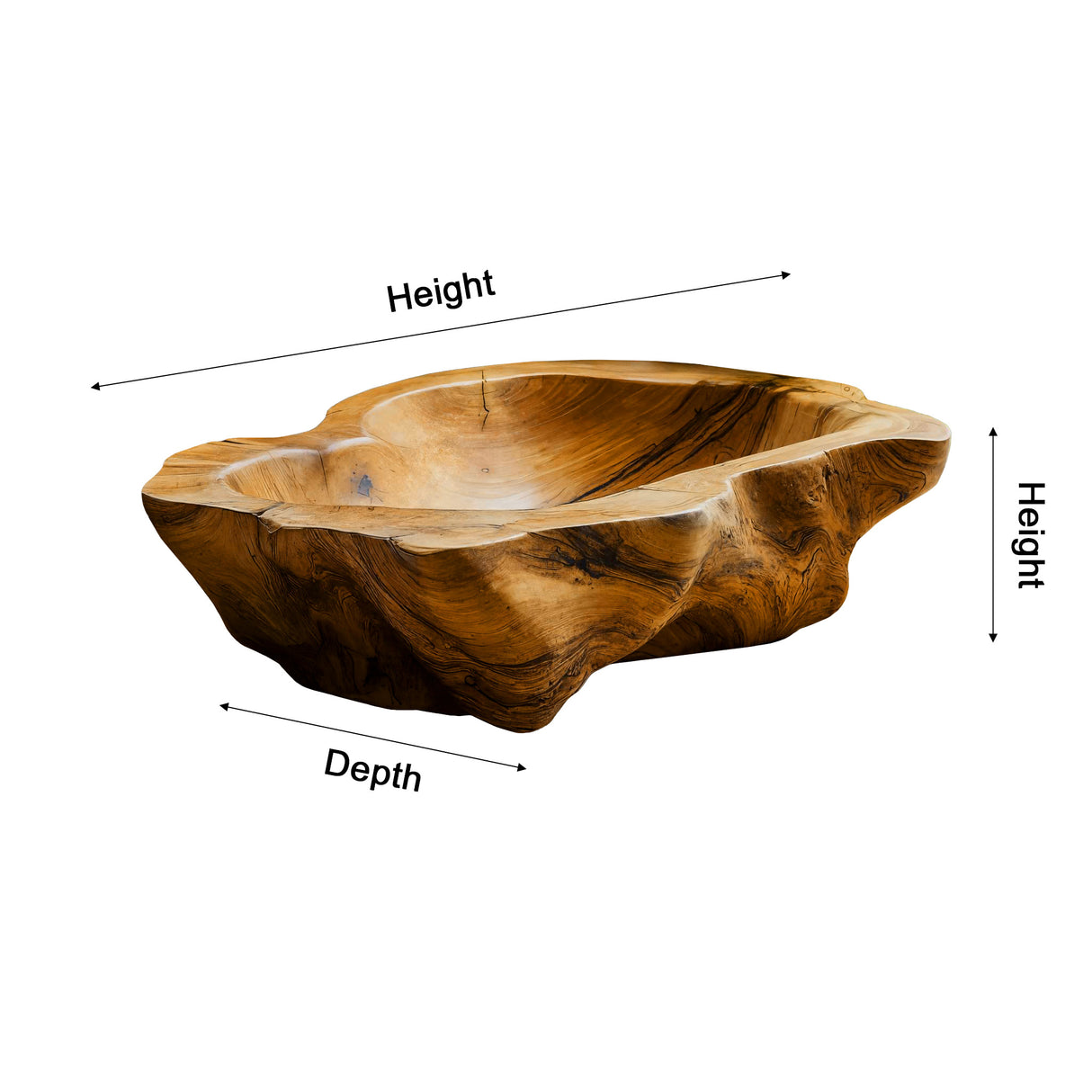 Solune Crest Hand-Carved Wooden Vessel Sink - Timberustic Vessel Sinks