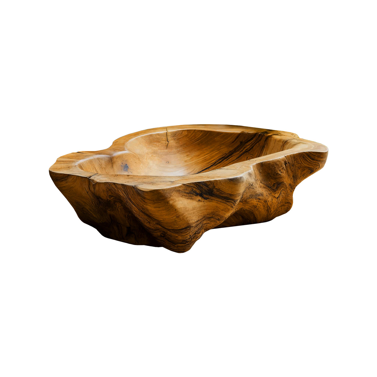 Solune Crest Hand-Carved Wooden Vessel Sink Teak - Timberustic Vessel Sinks