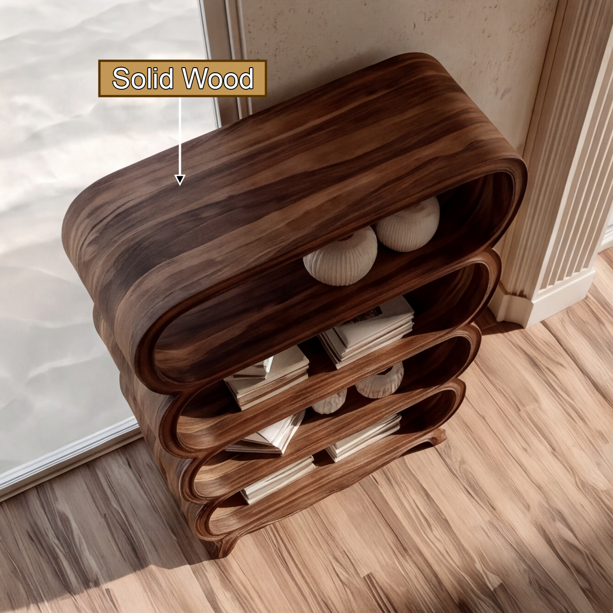 Solvane Handcrafted Solid Wood Bookshelf - Timberustic Bookshelf