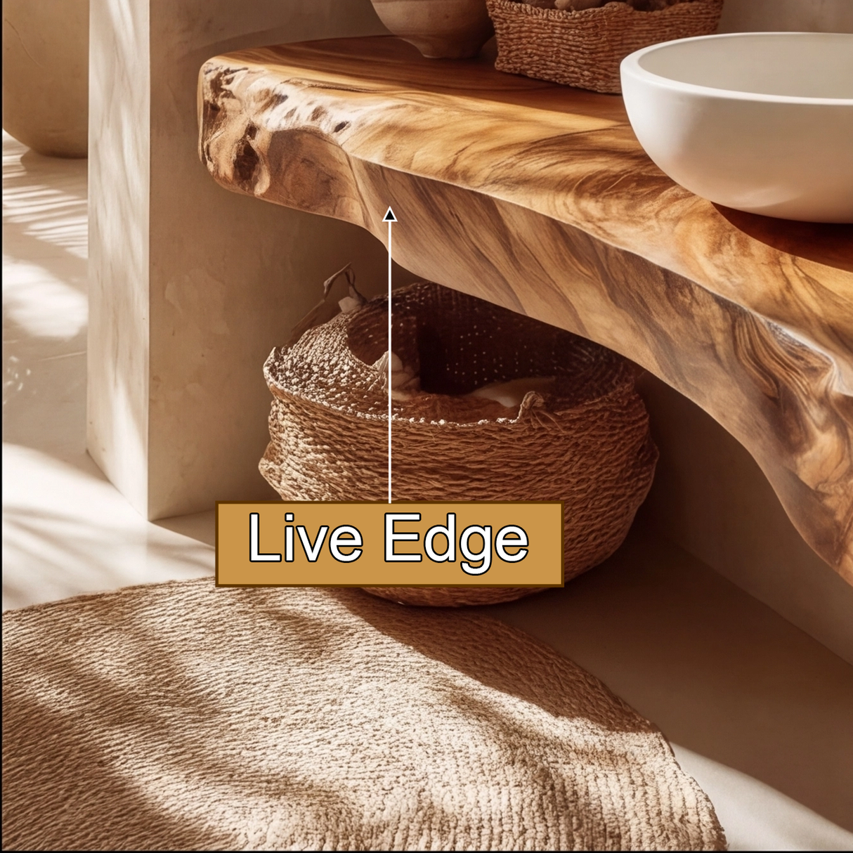 Solvane Live Edge Solid Wood Floating Bathroom Vanity - Timberustic Floating Bathroom Vanity
