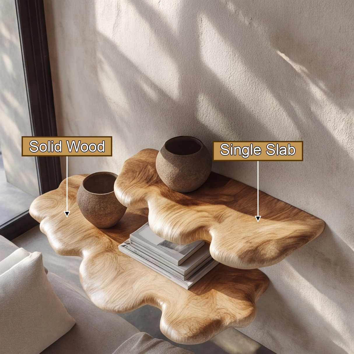 Solvane Live Edge Solid Wood Mushroom Floating Shelf SPA294023 - Timberustic Floating Shelf