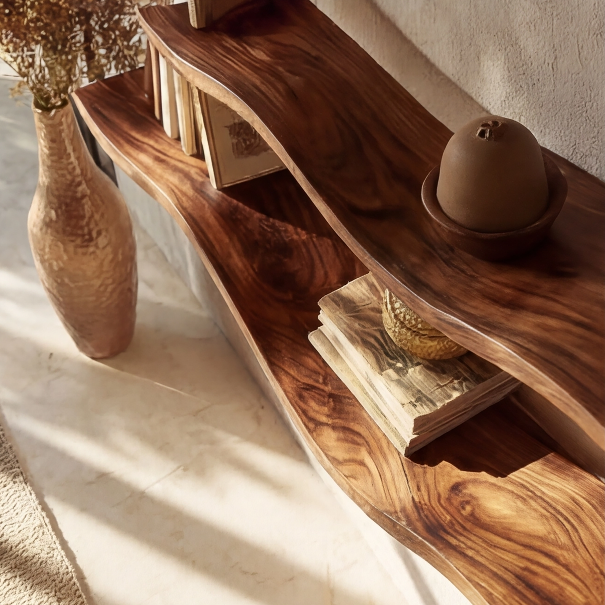 Solvane Sculpted Solid Wood Floating Shelf SPA521469 - Timberustic Floating Shelf