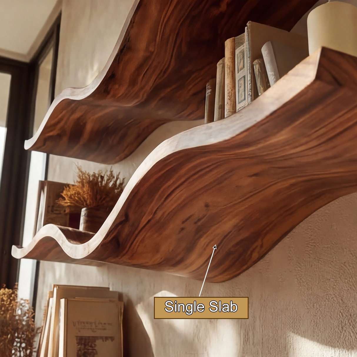 Solvane Sculpted Solid Wood Floating Shelf SPA521469 - Timberustic Floating Shelf