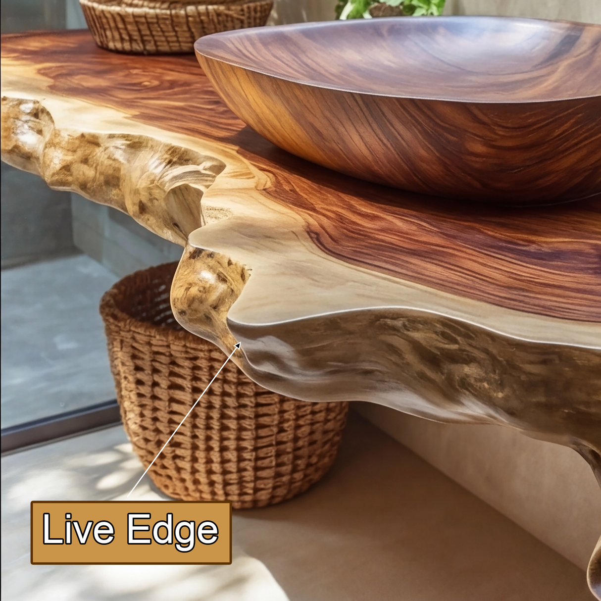 Solvara Live Edge Solid Wood Floating Bathroom Vanity SPA158318 - Timberustic Floating Bathroom Vanity