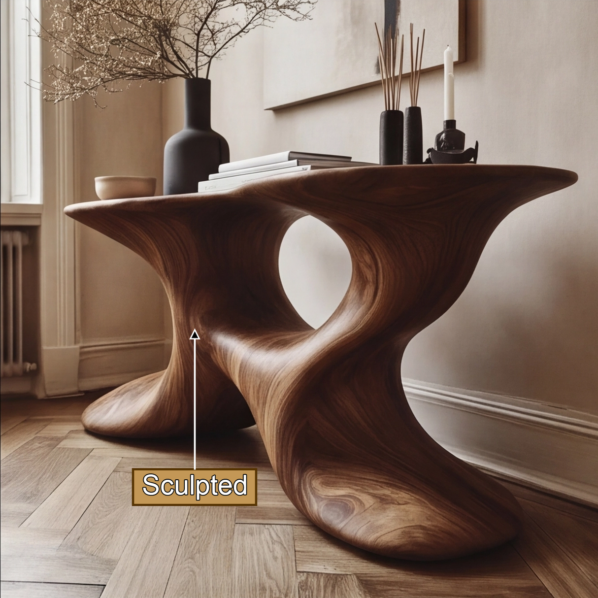 Solvareth Sculpted Solid Wood Console Table - Timberustic Console Table