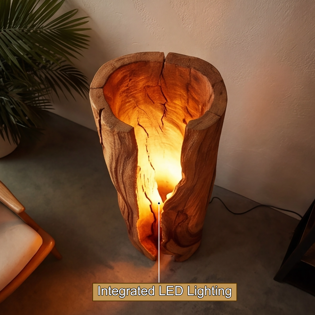 Solvaryn Sculpted Live Edge Integrated LED Wood Floor Lamp - Timberustic Floor Lamp