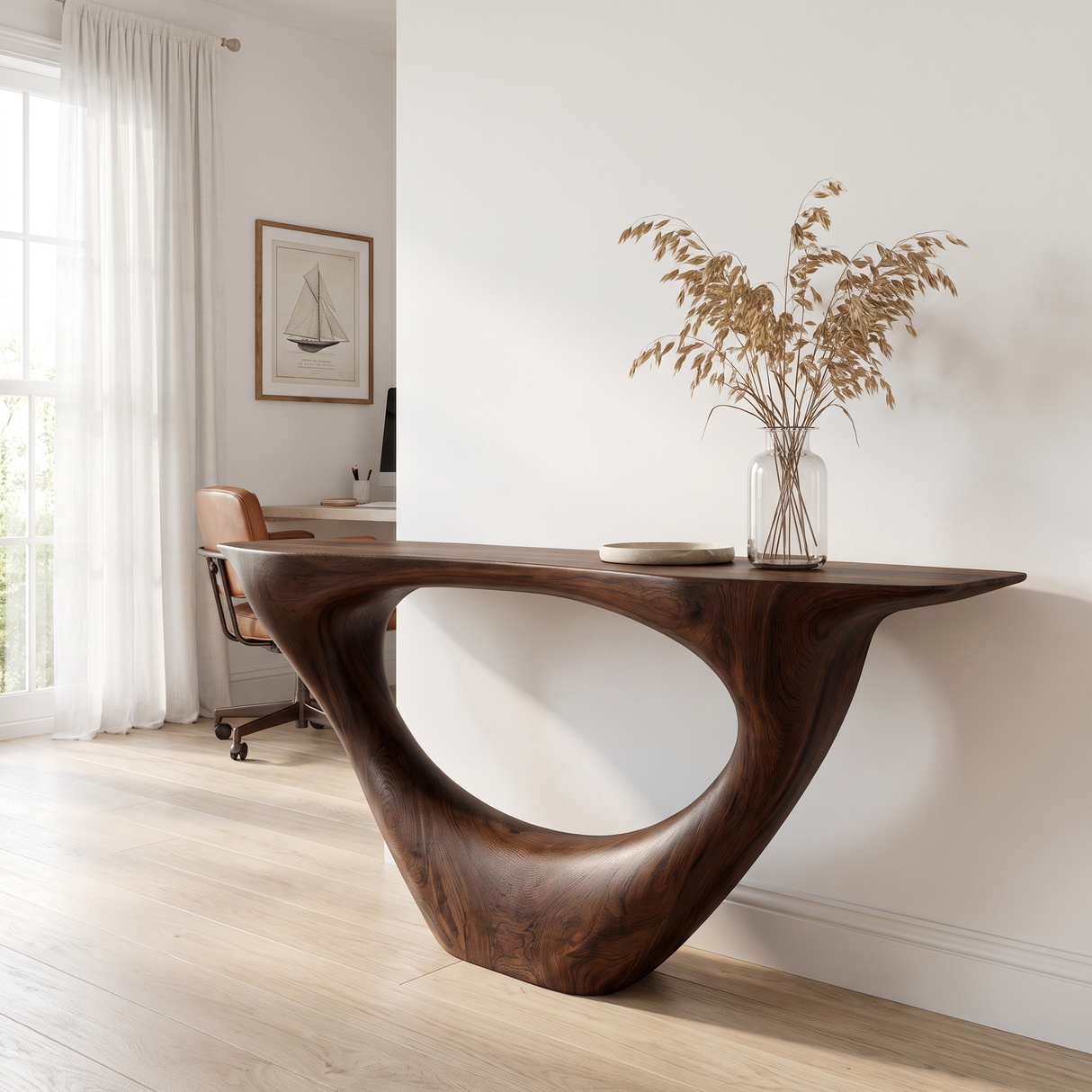 Solvayne Sculpted Solid Wood Console Table Dark Walnut - Timberustic Console Table