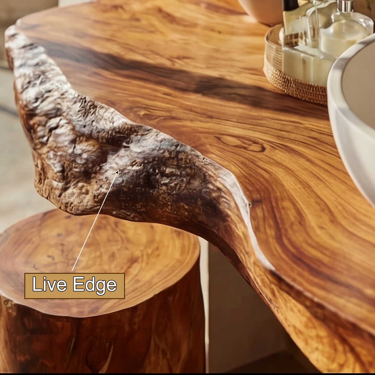 Solveth Live Edge Solid Wood Floating Bathroom Vanity SPA521936 - Timberustic Floating Bathroom Vanity
