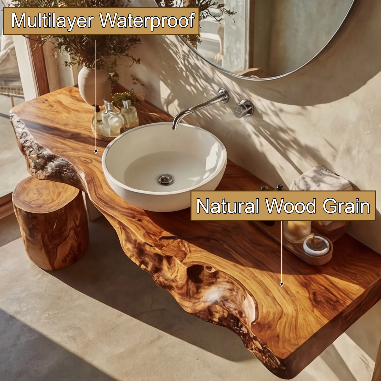 Solveth Live Edge Solid Wood Floating Bathroom Vanity SPA521936 - Timberustic Floating Bathroom Vanity
