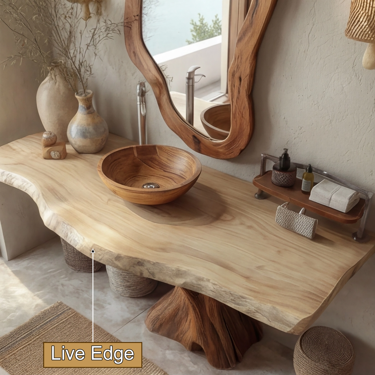 Solveth Treeform Solid Wood Freestanding Bathroom Vanity SPA318529 - Timberustic Freestanding Bathroom Vanity