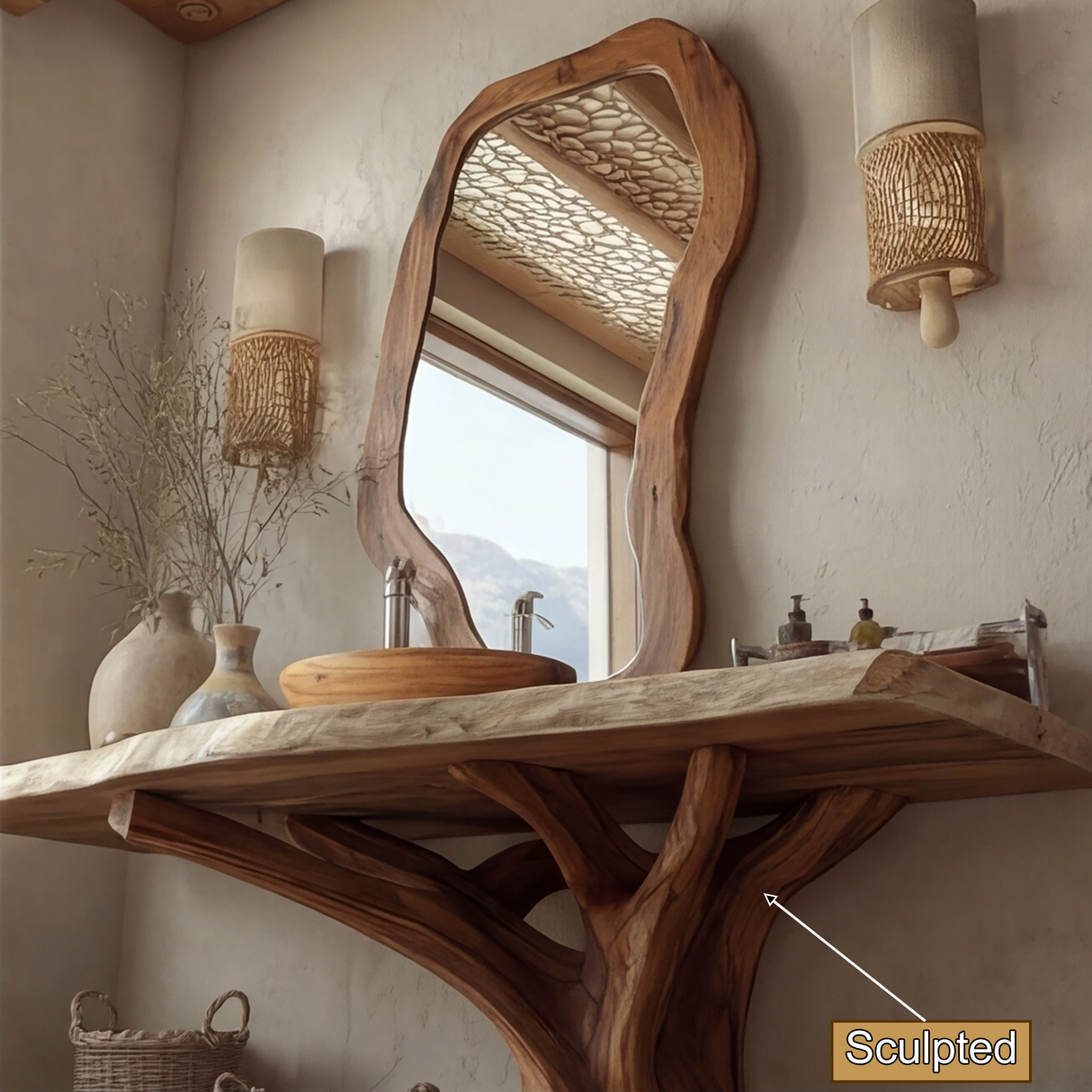Solveth Treeform Solid Wood Freestanding Bathroom Vanity SPA318529 - Timberustic Freestanding Bathroom Vanity
