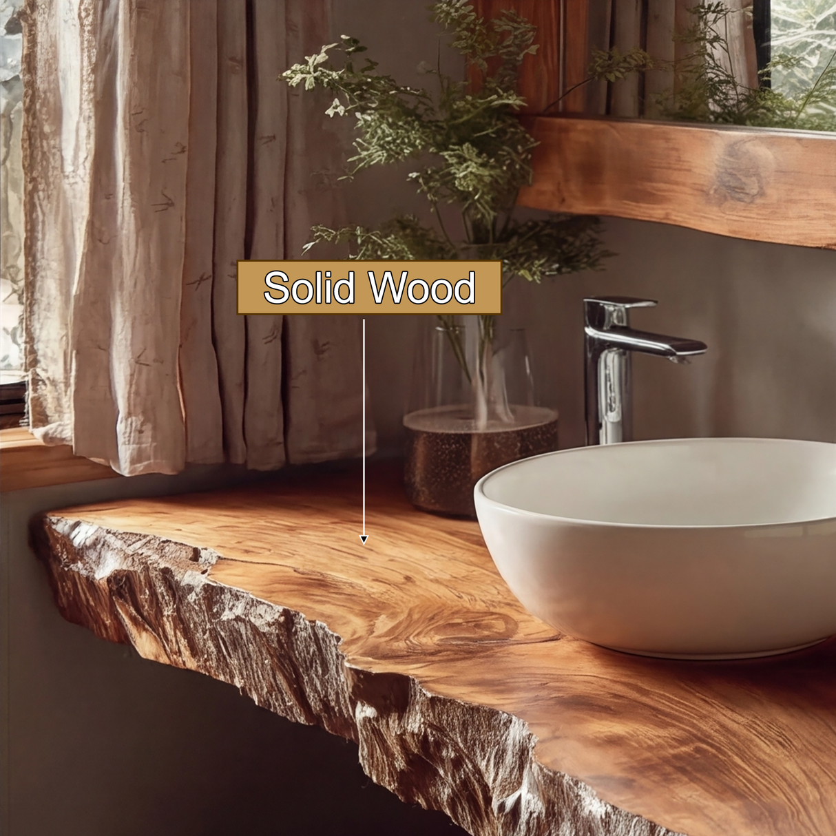 Solvian Live Edge Solid Wood Floating Bathroom Vanity SPA606606 - Timberustic Floating Bathroom Vanity