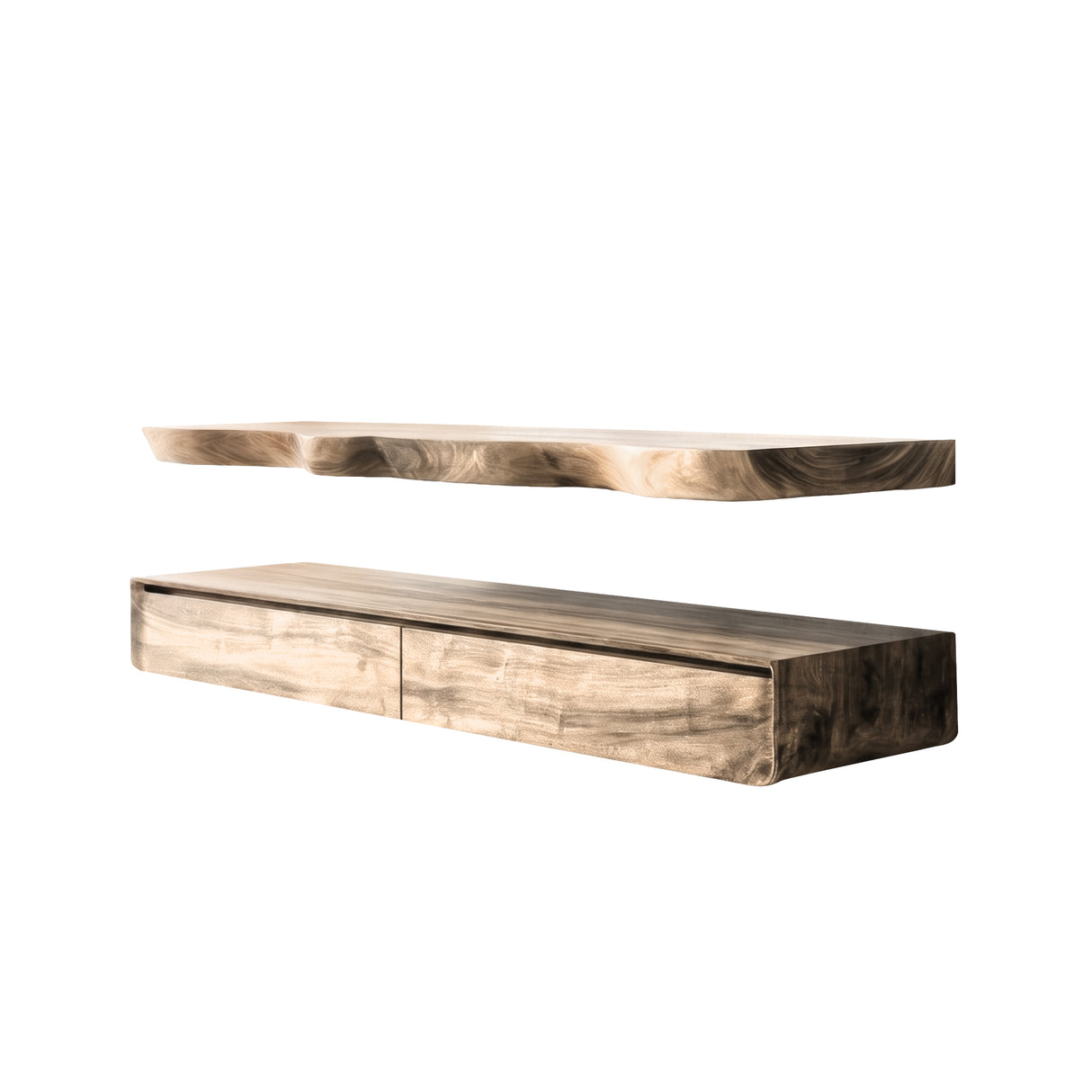 Solvren Live Edge Solid Wood Floating Bathroom Vanity with Drawers Natural Oak - Timberustic Floating Bathroom Vanity With Drawers