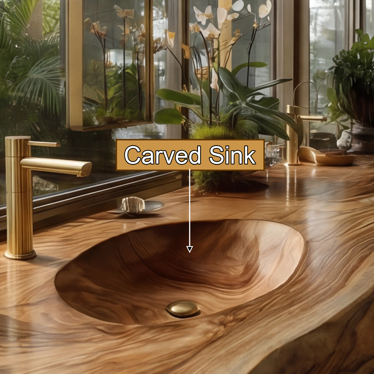 Solvren Live Edge Solid Wood Floating Bathroom Vanity with Integrated Sink SPA226266 - Timberustic Floating Bathroom Vanity with Integrated Sink