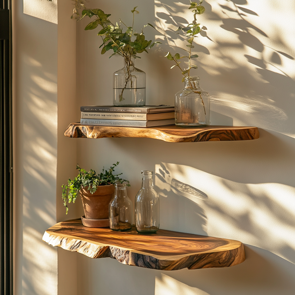 Solvren Live Edge Solid Wood Floating Shelf SPA635291 - Timberustic Floating Shelf