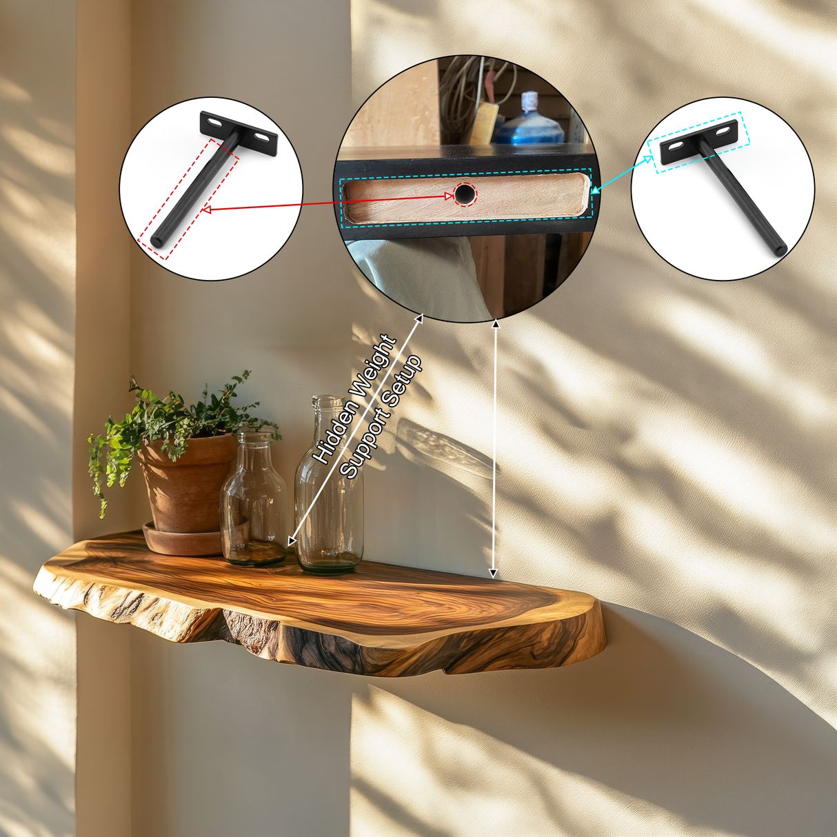Solvren Live Edge Solid Wood Floating Shelf SPA635291 - Timberustic Floating Shelf