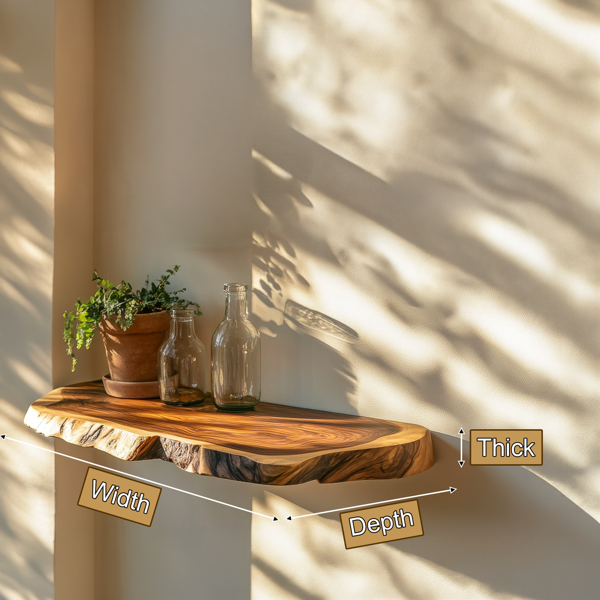 Solvren Live Edge Solid Wood Floating Shelf SPA635291 - Timberustic Floating Shelf