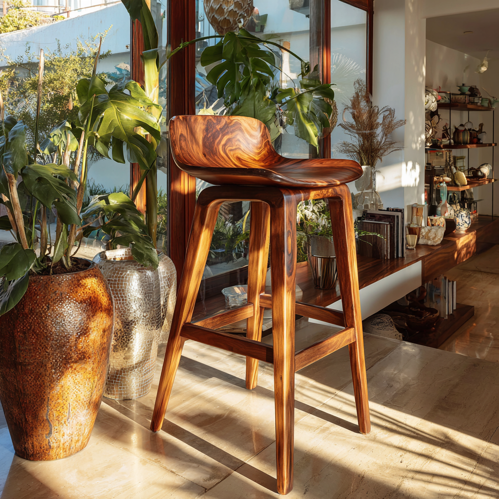 Solvyn Curve Solid Wood Bar Stool - Timberustic Bar Stool