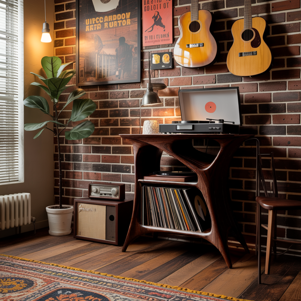 Sonara Sculpted Solid Wood Record Player Stand