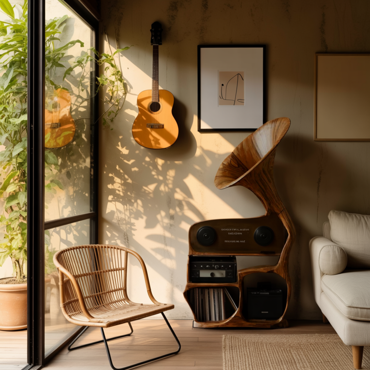Sonatone Solid Wood Record Player Stand With Storage - Timberustic Record Player Stand With Storage