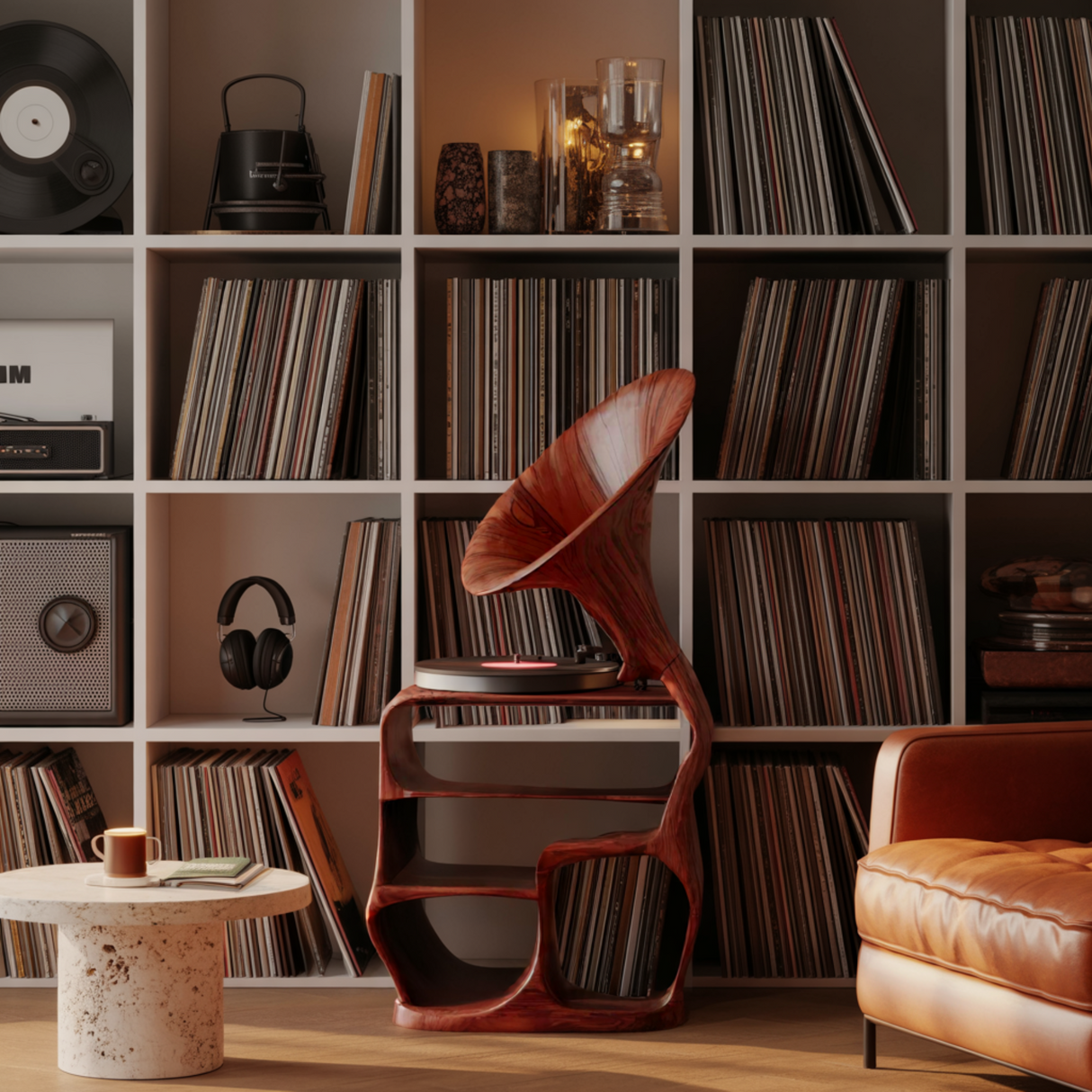Sonatone Solid Wood Record Player Stand With Storage - Timberustic Record Player Stand With Storage