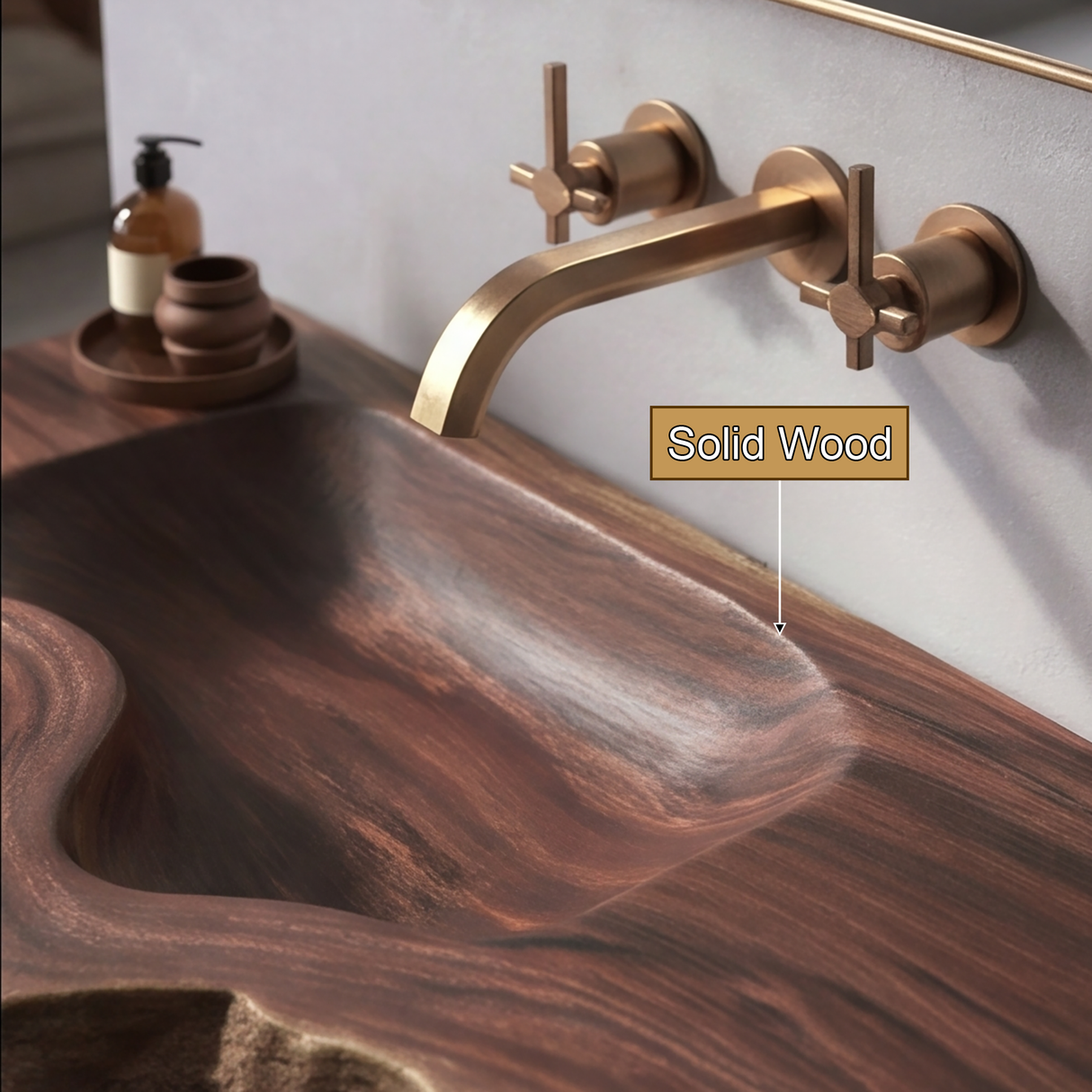 Stonebrook Handcrafted Live Edge Solid Wood Floating Bathroom Vanity with Integrated Sink