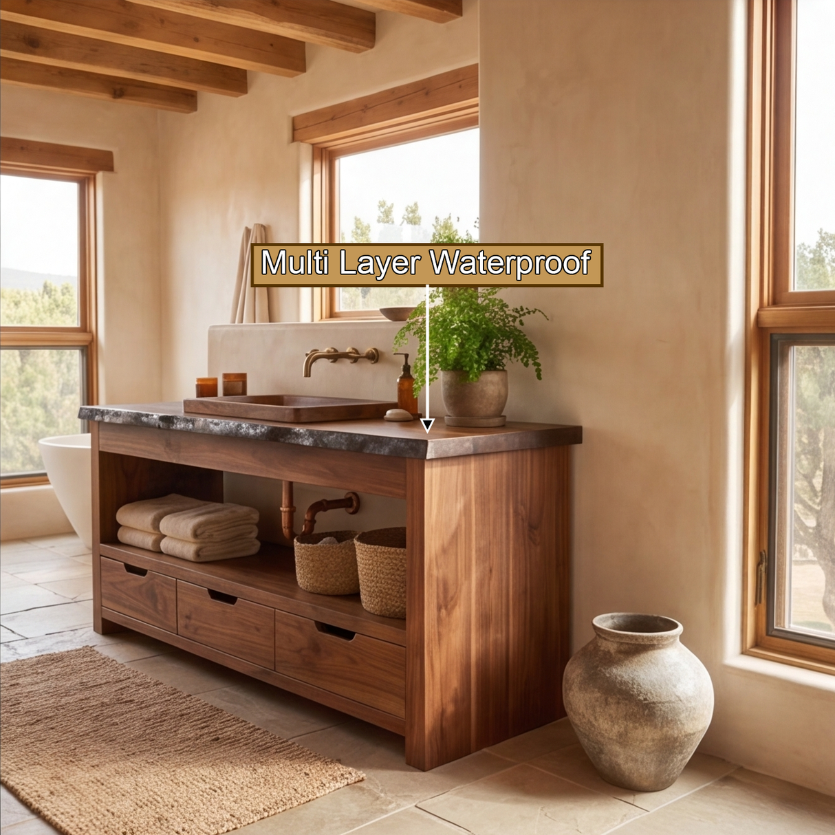Stonebrook Live Edge Solid Wood Freestanding Bathroom Vanity with Drawers