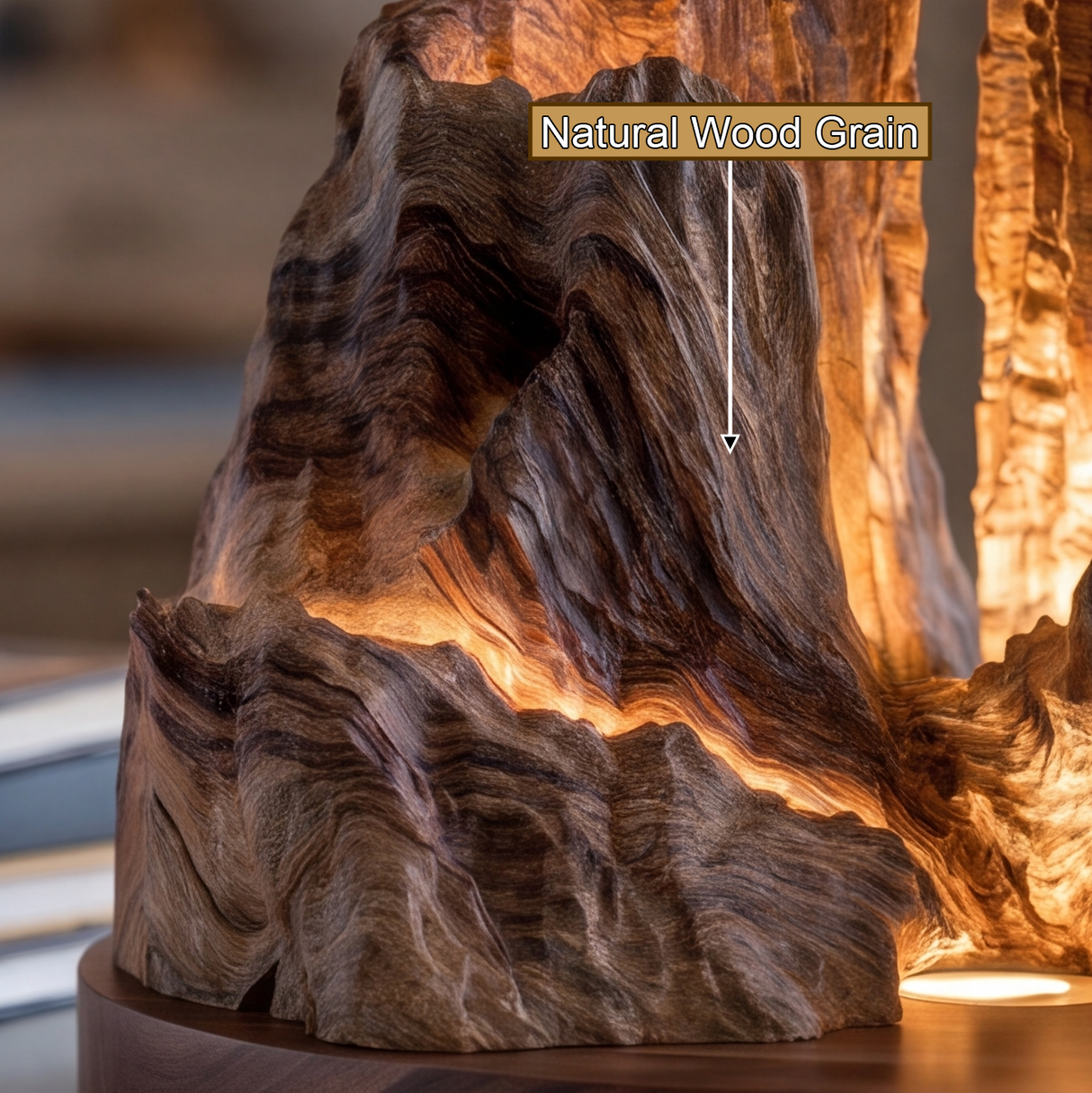 Stoneveil Sculpted Solid Wood Mountain Table Lamp SPA080772
