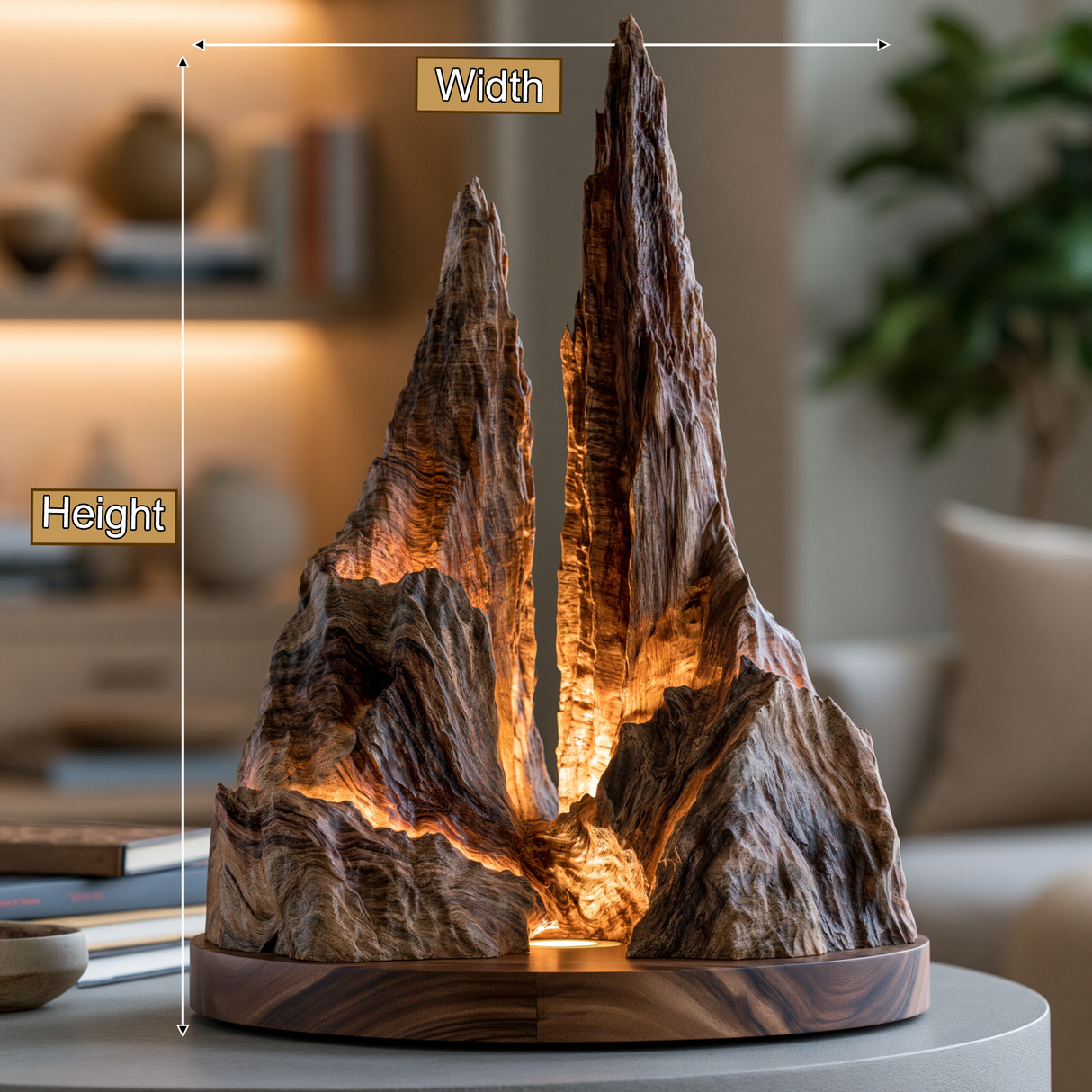 Stoneveil Sculpted Solid Wood Mountain Table Lamp SPA080772