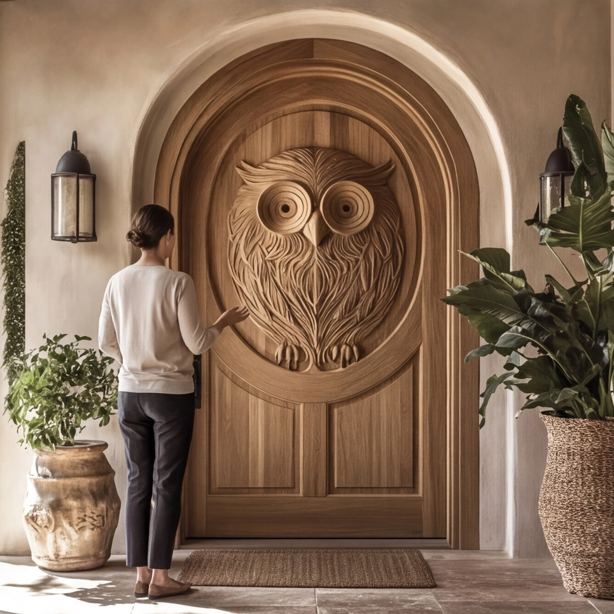 Stravon Handcrafted Solid Wood Arched Single Door - Timberustic Door