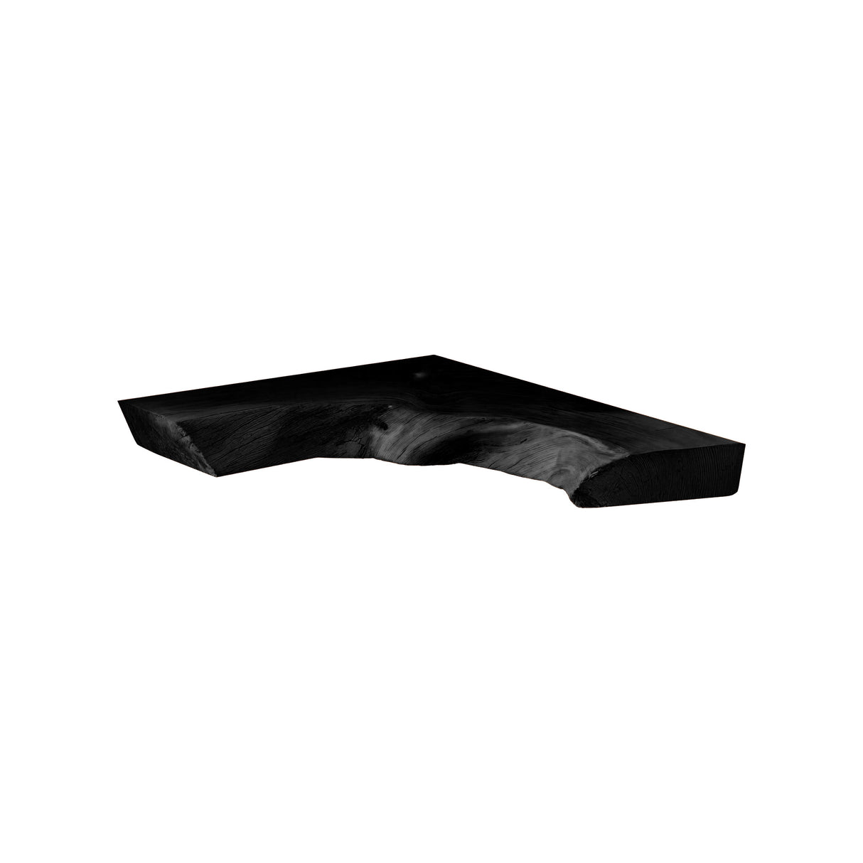 Sunbend Live Edge Solid Wood Corner Floating Shelf Black - TimbeRustic Floating Shelf