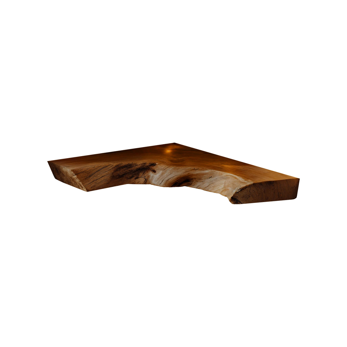 Sunbend Live Edge Solid Wood Corner Floating Shelf Brown - TimbeRustic Floating Shelf