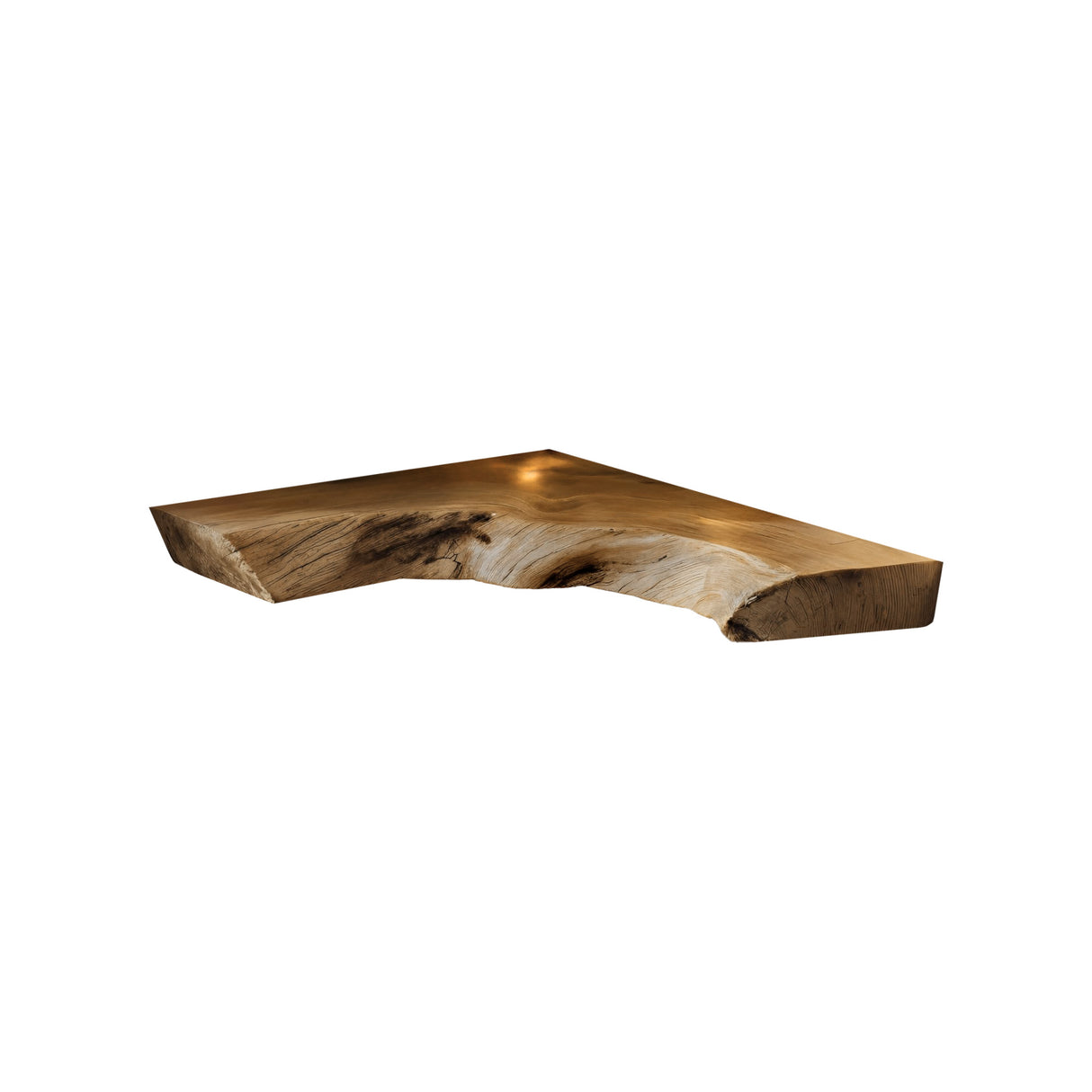 Sunbend Live Edge Solid Wood Corner Floating Shelf Natural Oak - TimbeRustic Floating Shelf