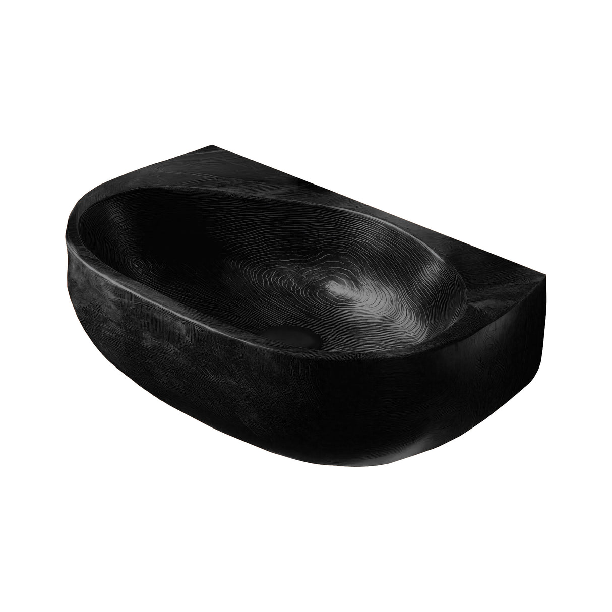 Swirlcrest Sculpted Solid Wood Vessel Sink Black - Timberustic Vessel Sinks