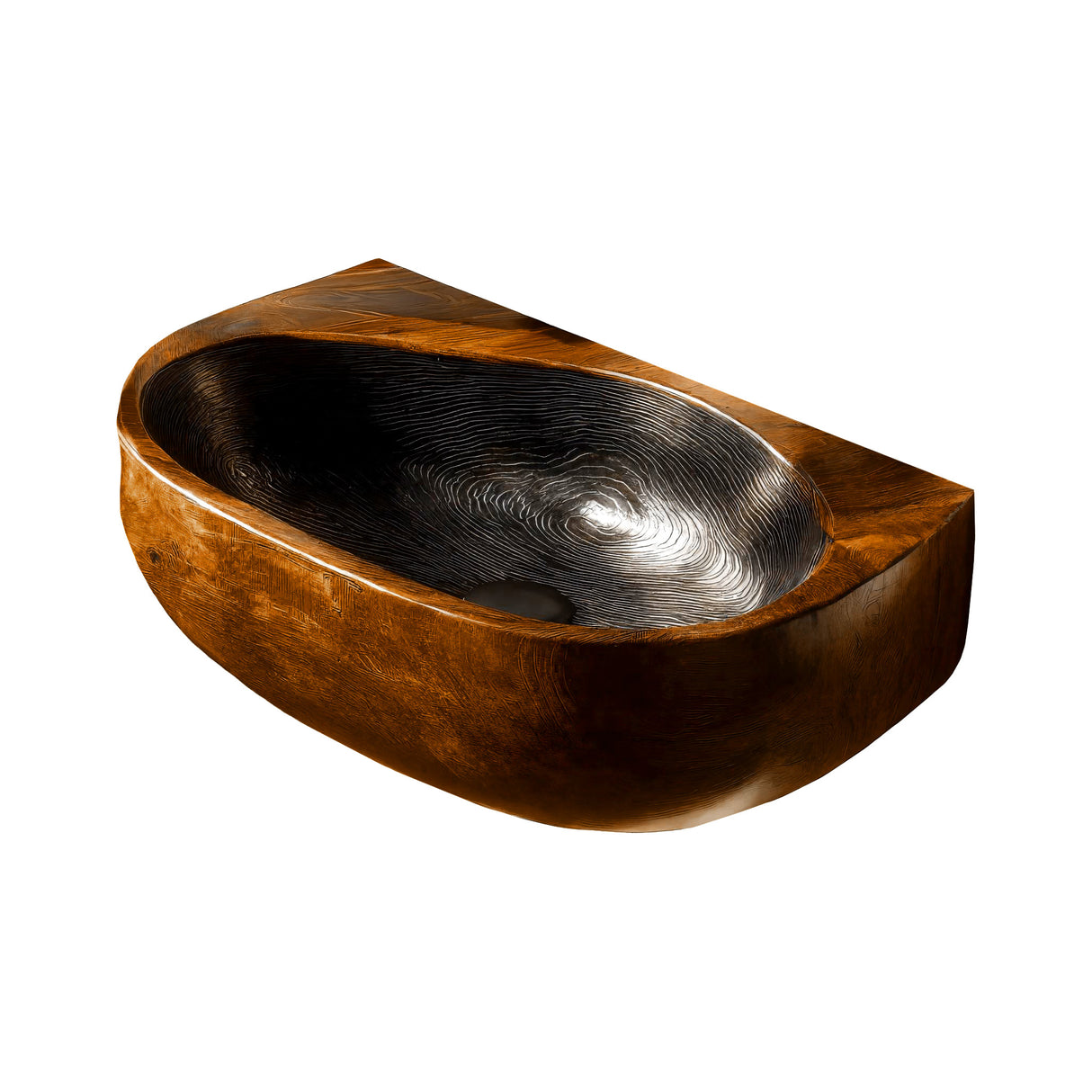 Swirlcrest Sculpted Solid Wood Vessel Sink Brown - Timberustic Vessel Sinks
