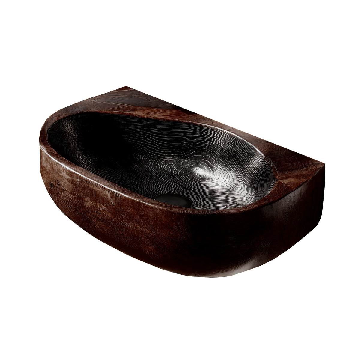 Swirlcrest Sculpted Solid Wood Vessel Sink Dark Walnut - Timberustic Vessel Sinks
