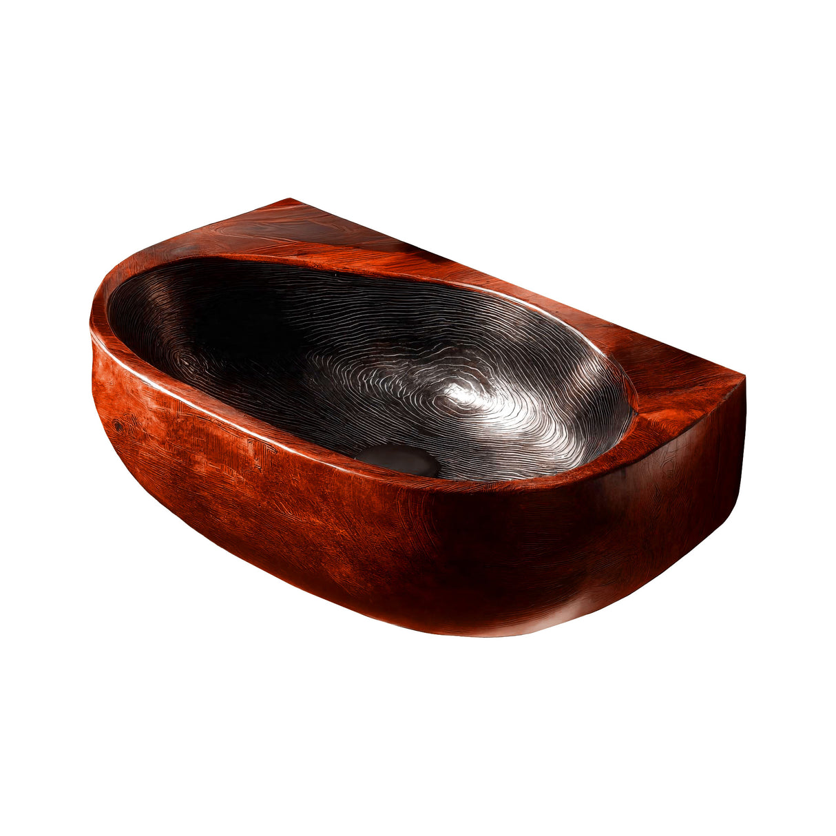 Swirlcrest Sculpted Solid Wood Vessel Sink Mahogany - Timberustic Vessel Sinks