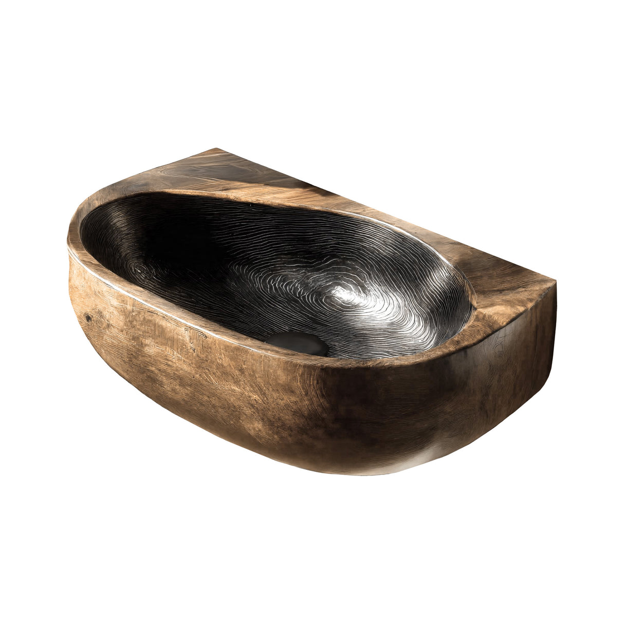Swirlcrest Sculpted Solid Wood Vessel Sink Natural Oak - Timberustic Vessel Sinks