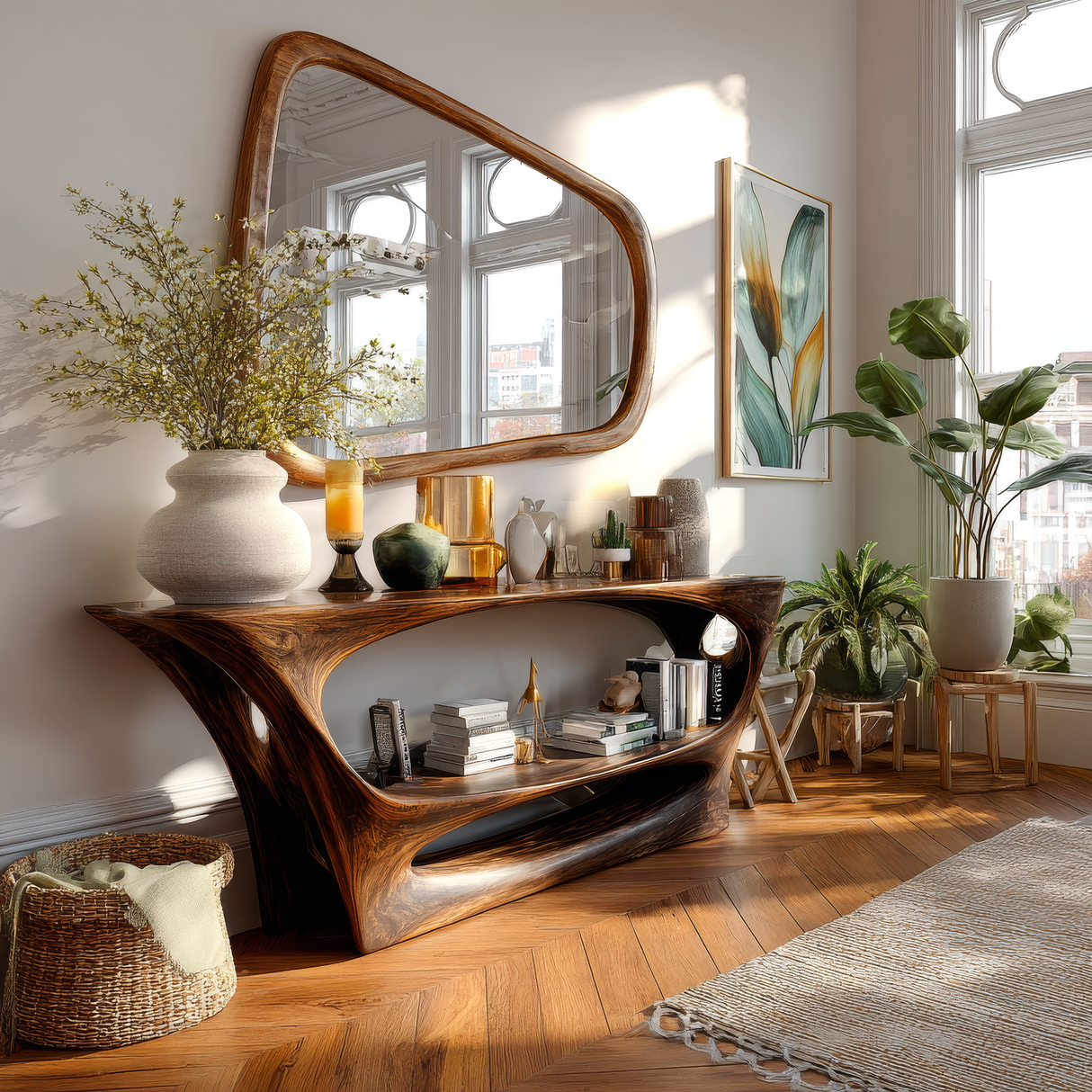 Sylmara Sculpted Solid Wood Console Table - Timberustic Console Table