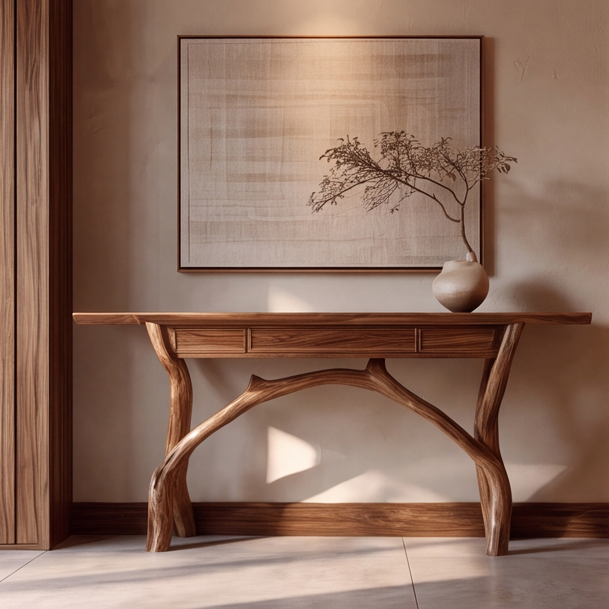 Syltheris Sculpted Solid Wood Console Table