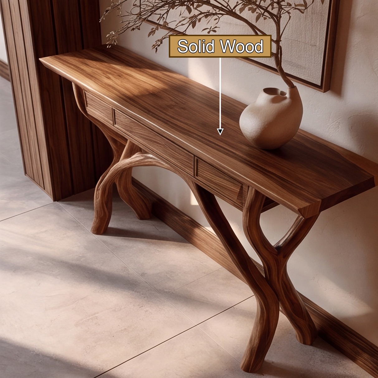 Syltheris Sculpted Solid Wood Console Table