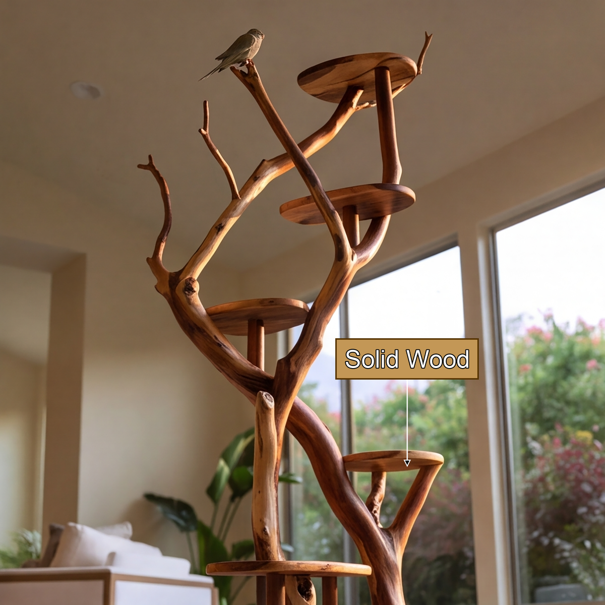 Syltheron Handcrafted Tree Branch Parrot Stand - Timberustic Tree Branch Parrot Stand