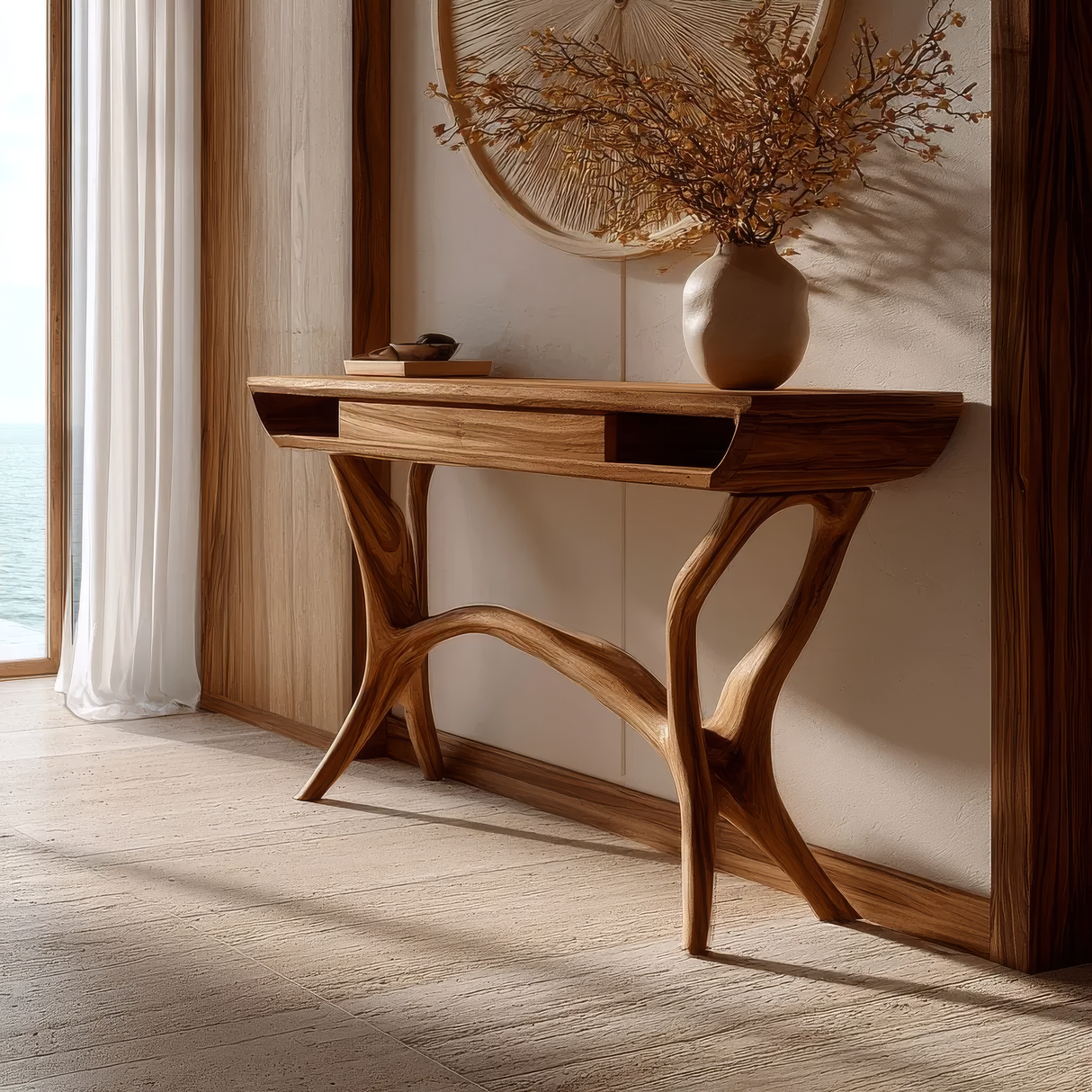 Syltherra Sculpted Solid Wood Console Table SPA392831