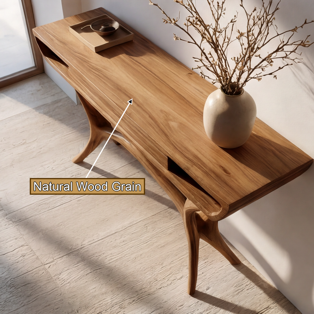 Syltherra Sculpted Solid Wood Console Table SPA392831