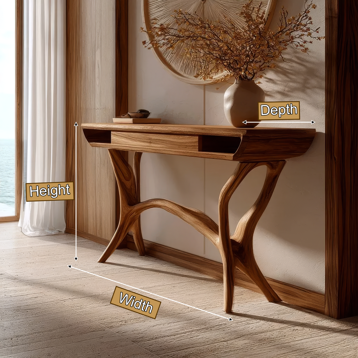 Syltherra Sculpted Solid Wood Console Table SPA392831