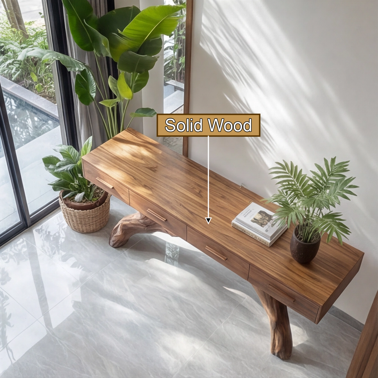 Sylthorin Solid Wood Sculpted Console Table - Timberustic Console Table