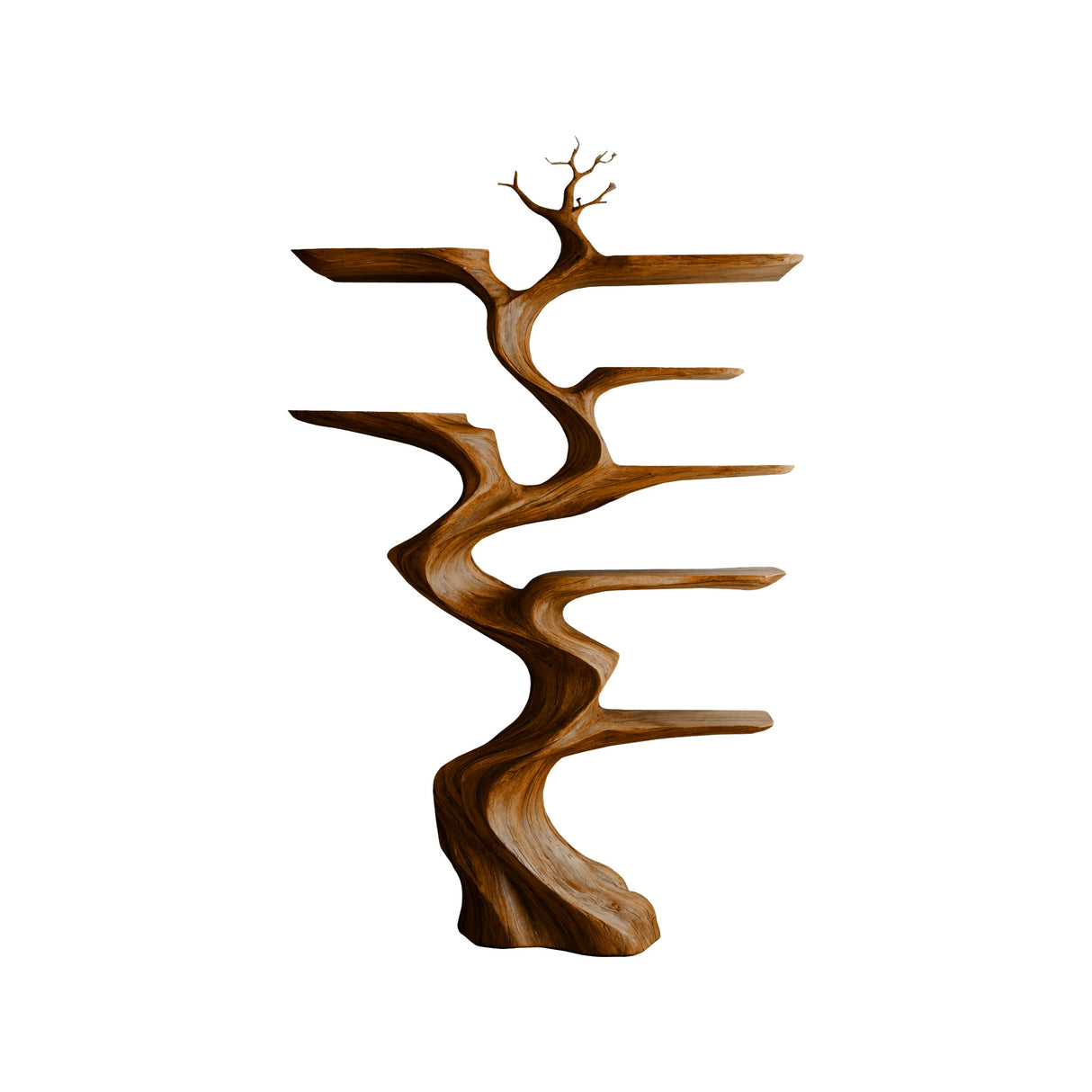Sylvae Sculpted Solid Wood Tree Bookshelf Brown - Timberustic Tree Bookshelf
